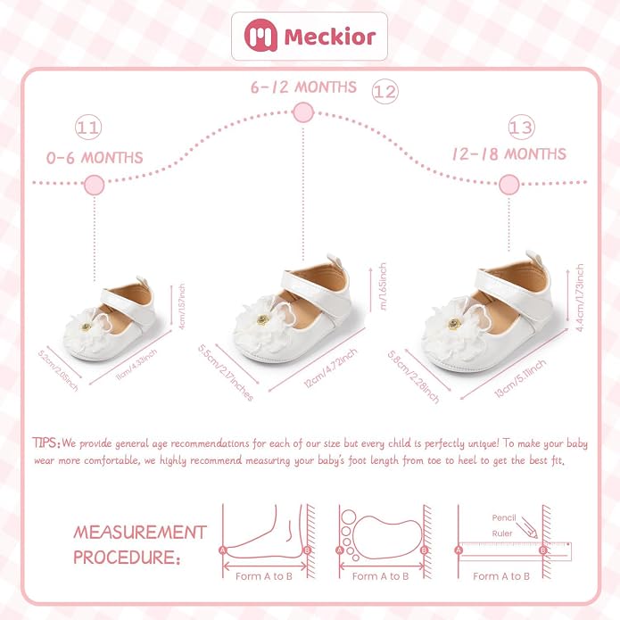Meckior Infant Baby Girls Soft Sole Bowknot Princess Wedding Dress Mary Jane - Image 6
