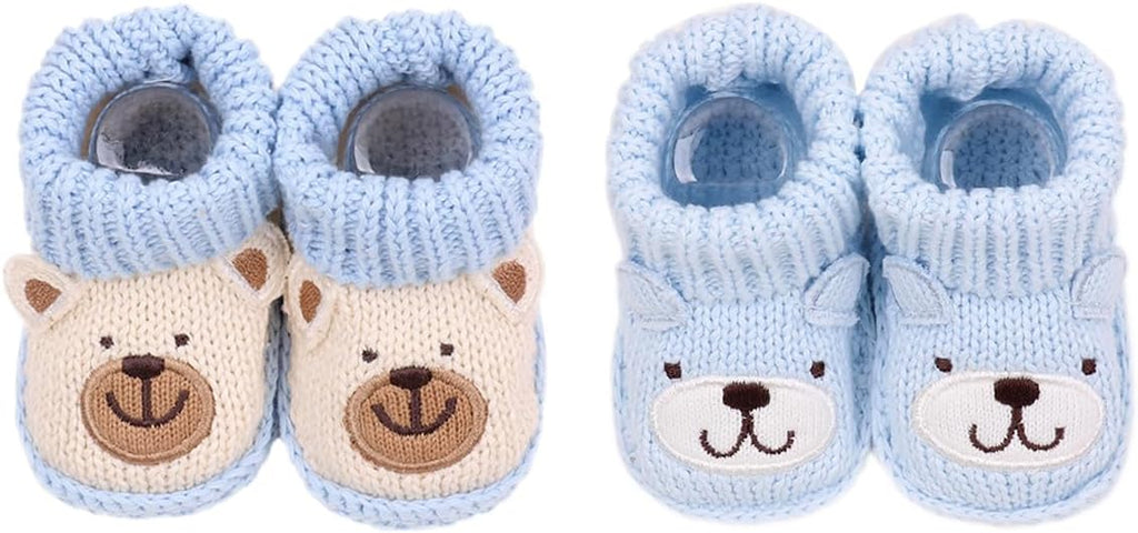 2 Pairs Baby Booties Newborn First Walkers Cozy Shoes Warm Knit Soft Booties by Unknown