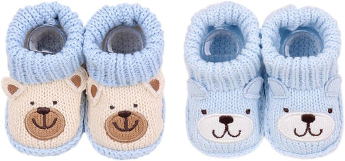 2 Pairs Baby Booties Newborn First Walkers Cozy Shoes Warm Knit Soft Booties by Unknown
