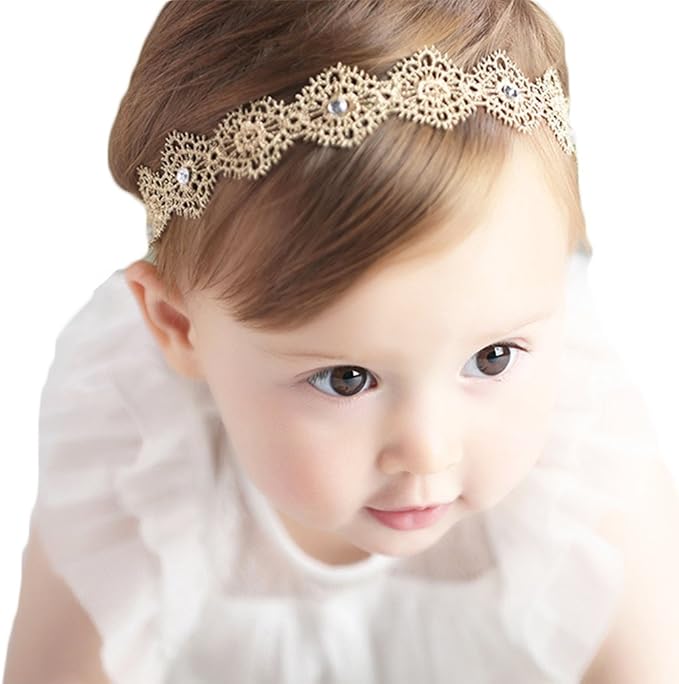 DANMY Baby Girl Super Elastic Headband, Cotton Lace Toddler Hair Band, Infant by DANMY