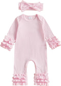 Newborn Baby Girl Clothes Jumpsuit Ruffle Romper Bodysuit Pants Headband by Ursobutegl