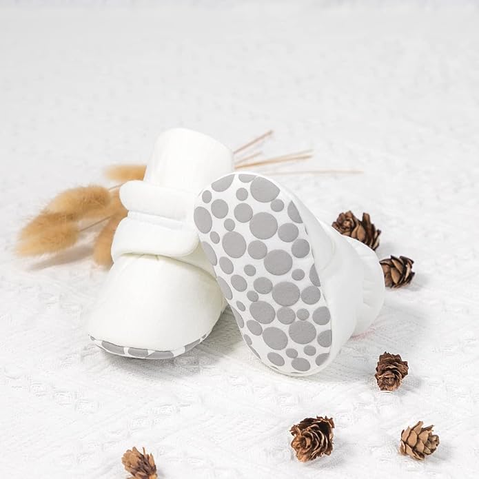 Babelvit Newborn Baby Boy Girl Soft Fleece Booties Stay On Infant Slippers - Image 2