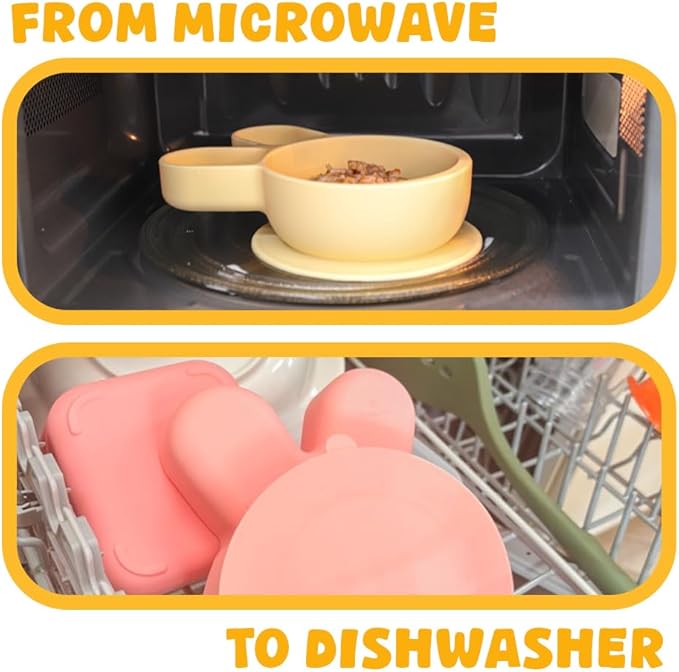 Baby Plates with Suction - Self-Feeding Tools for Baby - Made in Korea - Suction Plates Feeding Essentials - Ideal Baby Food Plates - Perfect Design for Toddlers (Purple, Bear Claw)