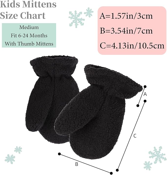 Zsedrut Baby Boys Winter Glove Warm Toddler Infant Girls Mittens Fleece Lined - Image 4