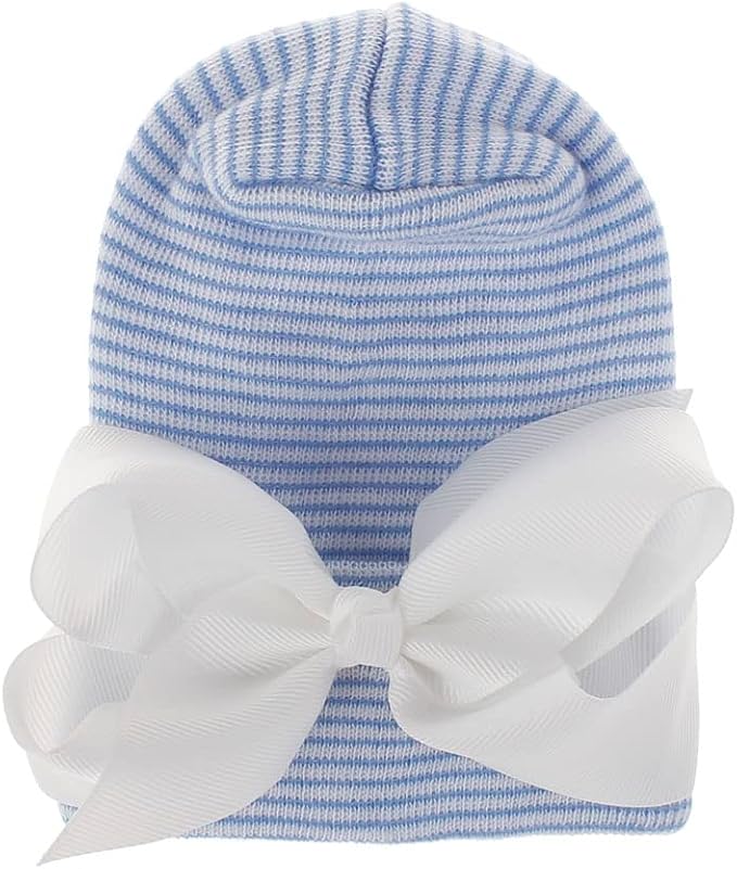Newborn Baby Hat Infant Caps Baby Boy Girl Toddler Hospital Hats Bow Double - Image 2