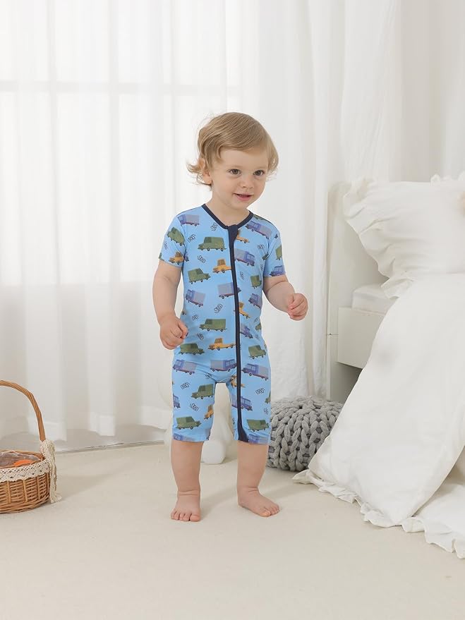 GUISBY Baby Rayon of Bamboo Short Sleeve Footless Zipper Romper 2 Pack | Soft - Image 5