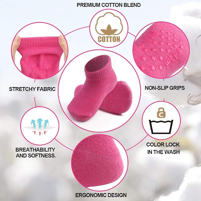 Baby Non-Slip Ankle Socks 12 Pack Soft Cotton - Image 7