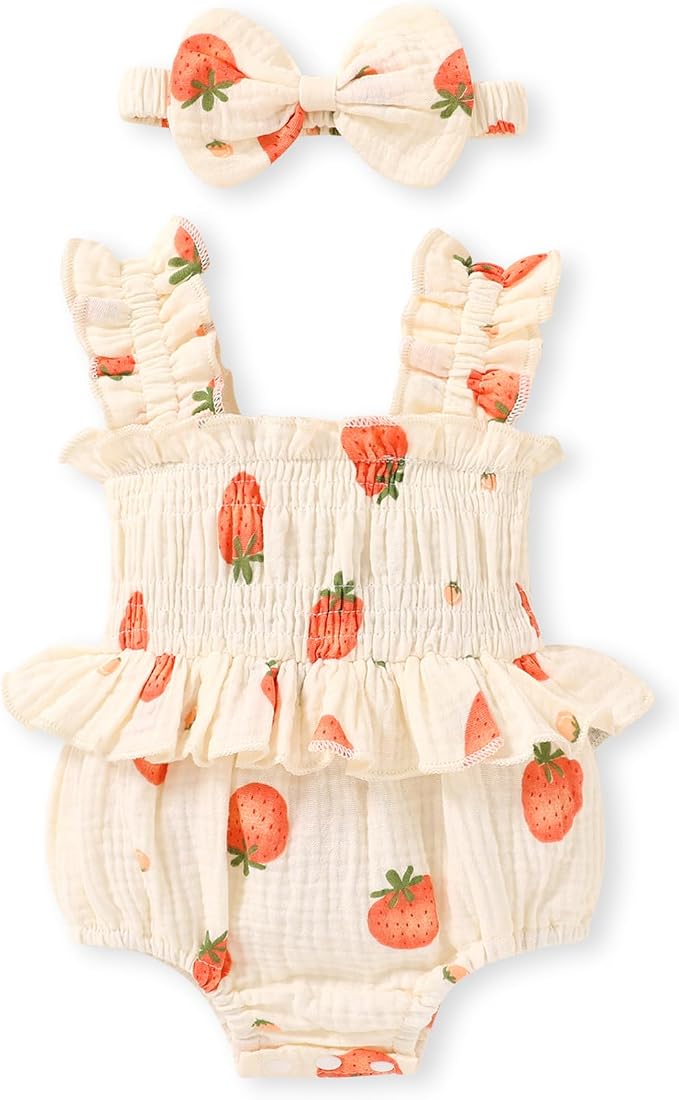 YOUNGER TREE Baby girl Romper Infant Summer Clothes Ruffle Sleeveless One Piece by YOUNGERTREE