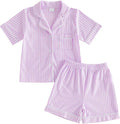 FULA-bao Toddler Baby Boy Girl Cotton Pajamas Set Striped Short Sleeve Button by FULA-bao
