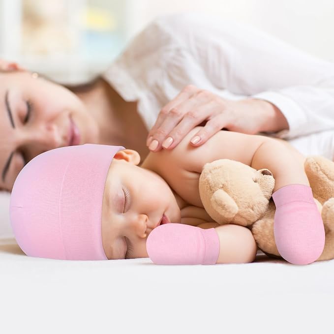 Century Star Cotton Newborn Baby Beanie Hats and Mittens Set Infant Hats - Image 5