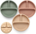 Suction Plates for Baby 3 pack, Stay Put Divided Toddler Plates, 100% Food Grade Silicone Baby Plates, BPA Free, Baby Feeding Supplies, Microwave & Dishwasher Safe