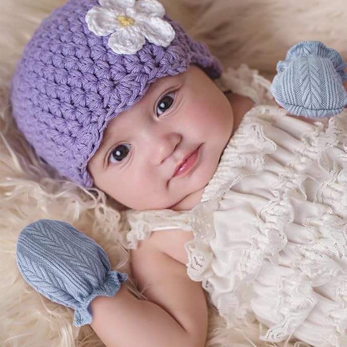 AQOKKA Newborn Baby Mittens No Scratch Cotton Elastic Wrist Gloves Infant - Image 5