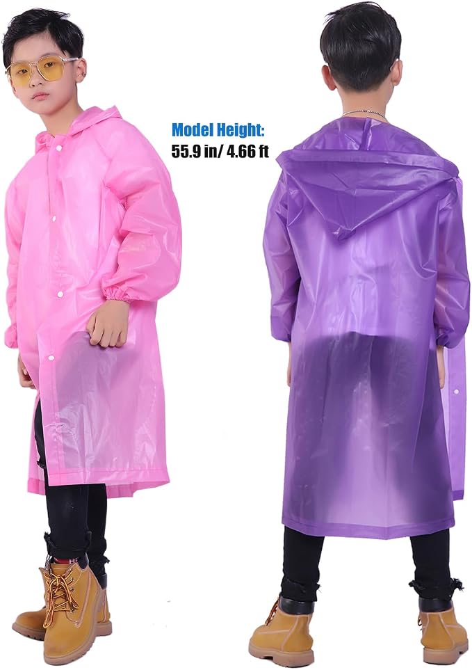Kids Rain Jacket, 2 Pack Rain Ponchos - Image 6