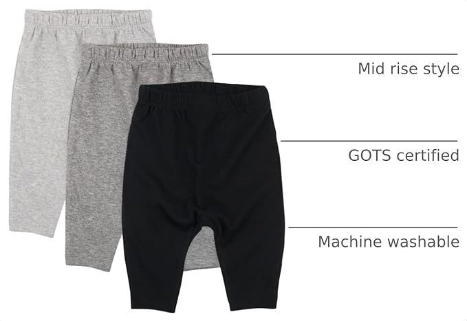 HonestBaby Unisex-Baby Multipack Harem Pants Roomy Fit Pull on Bottoms 100% - Image 4