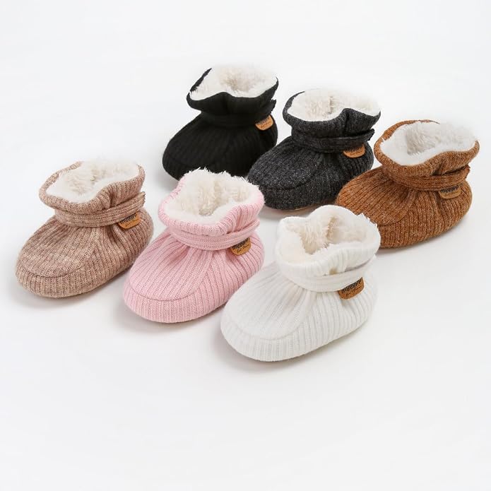 Infant Baby Boys Girls Cozy Fleece Booties Stay on Slippers Non Slip Soft - Image 6