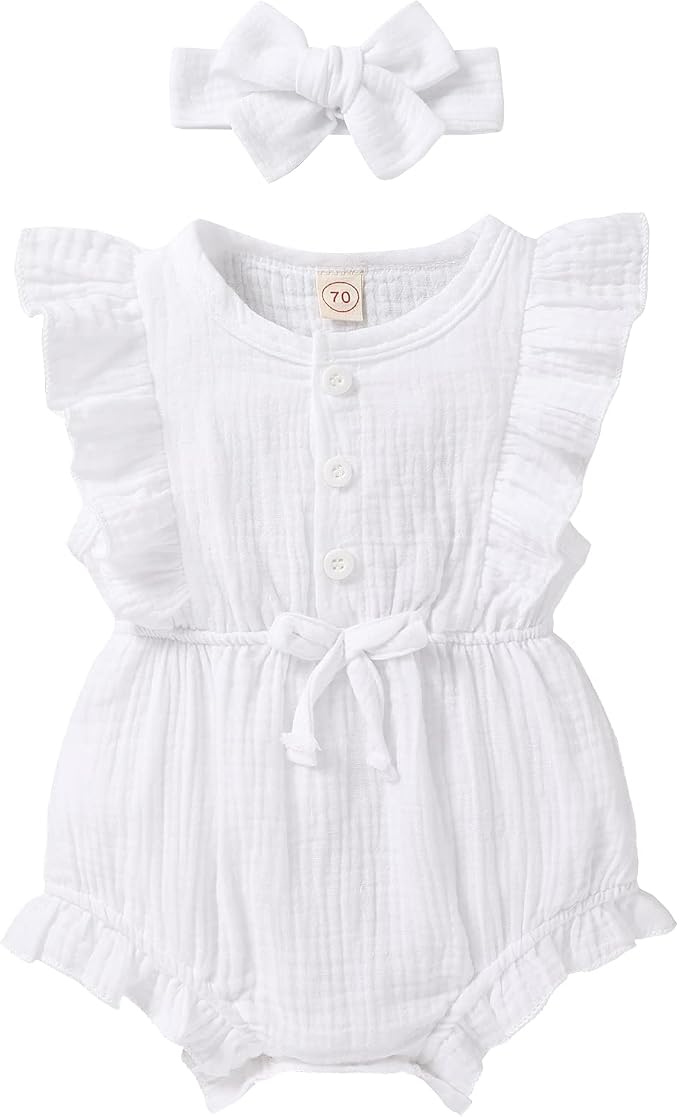 YOUNGER TREE Toddler Baby Girl Ruffled Sleeveless Romper Casual Summer Jumpsuit by YOUNGERTREE