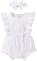 YOUNGER TREE Toddler Baby Girl Ruffled Sleeveless Romper Casual Summer Jumpsuit by YOUNGERTREE