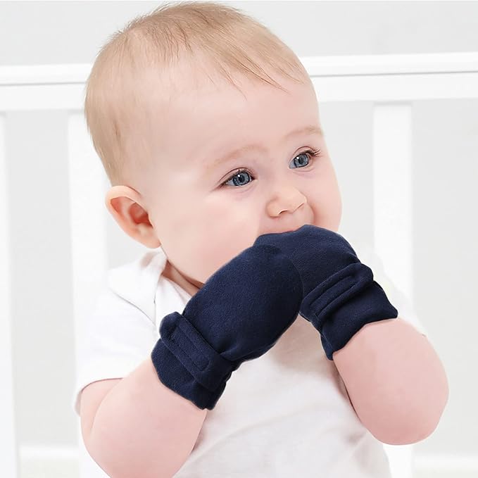Newborn Baby No Scratch Mittens Stay On, 100% Cotton Breathable, Adjustable - Image 4