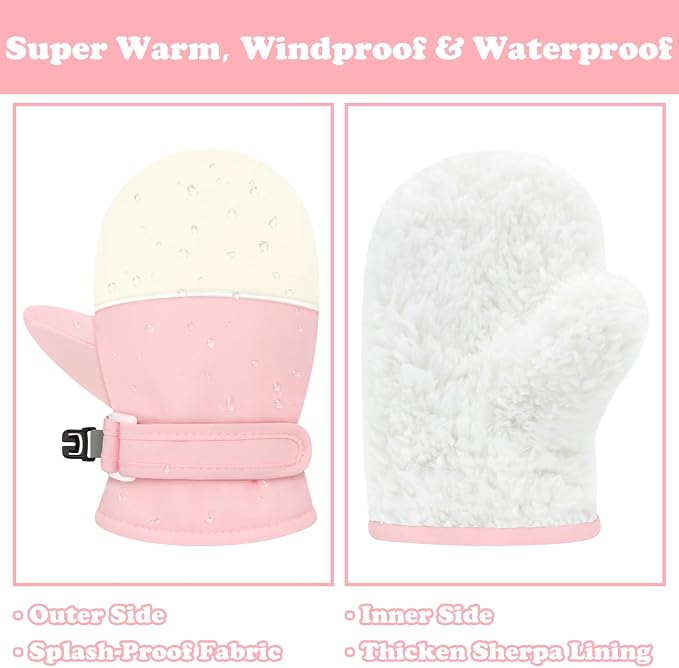 Sarfel Toddler Mittens Waterproof Toddler Gloves Baby Winter Mittens Toddler - Image 2
