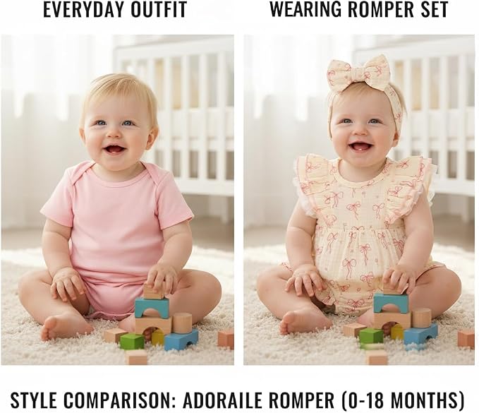TITKKOP Ruffle Bubble Romper for Baby Girl | One-Piece Shorts Jumpsuit | Summer - Image 2