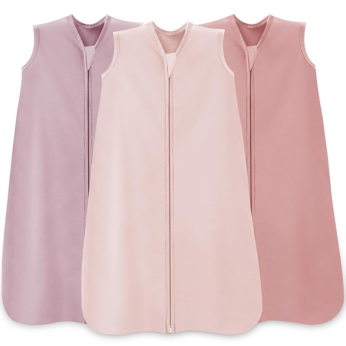 Baby Sleep Sack 12-18 Months Baby Wearable Blanket 100% Cotton TOG 0.5 2-Way Zipper Newborn Sleeping Bag, 3 Pack Comfy Lightweight Sleep Sacks for Babies