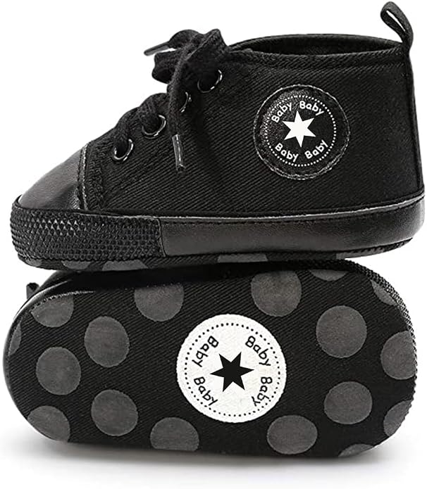 Unisex Baby Girls Boys Canvas High-top Shoes, Newborn Infant Anti-Slip Soft - Image 2