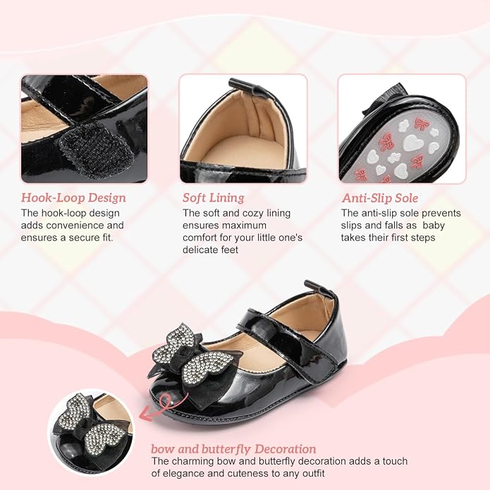 KIDSUN Infant Baby Girls Mary Jane Shoes Non-Slip Rubber Sole Ballet Slippers - Image 4