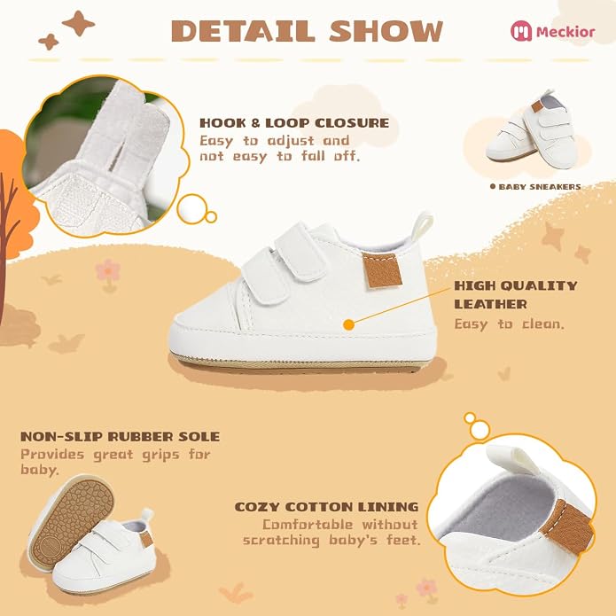 Meckior Toddler Baby Boys Girls High Tops Ankle Sneakers Soft Anti-Slip Sole PU - Image 5