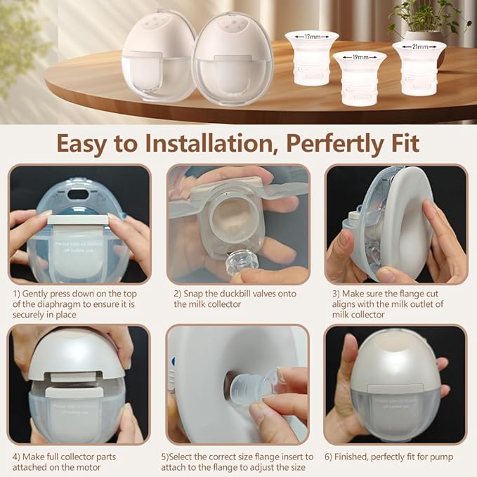 4pcs Flange Insert 19mm Compatible with eufy S1 Pro/S1/E10/E20 Wearable Breast Pump, Replace for eufy Breast Pump Sizing Insert, Fit for eufy Pump Replacement Parts