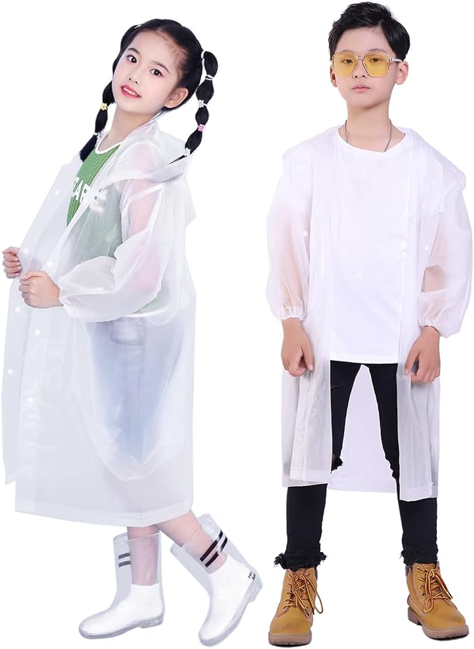 Kids Rain Jacket, 2 Pack Rain Ponchos by Makonus