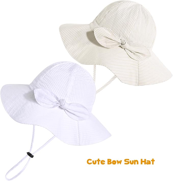 Baby Girl Sun Hat with UPF 50+ Outdoor Adjustable Beach Hat with Wide Brim - Image 2
