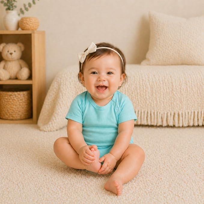 GUISBY Baby Romper 3-Pack Short Sleeve Rayon of Bamboo Bodysuit Set, 0-24M | - Image 4