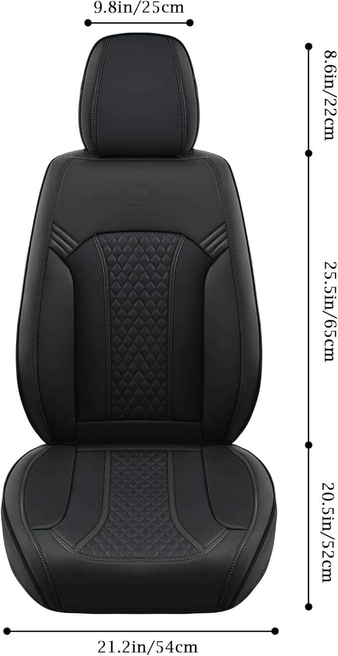 Doogo Seat Covers Full Set, Leather Car Seat Covers Luxury Waterproof Truck Seat Covers Driver Seat Cover Universal Fit Most Cars Trucks SUVs-Black