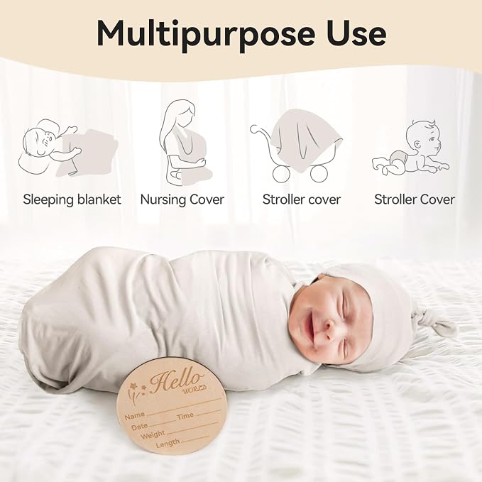 BubblePanda Rayon Made from Bamboo Newborn Swaddle Blankets 47 x 47 Inch | Baby - Image 4
