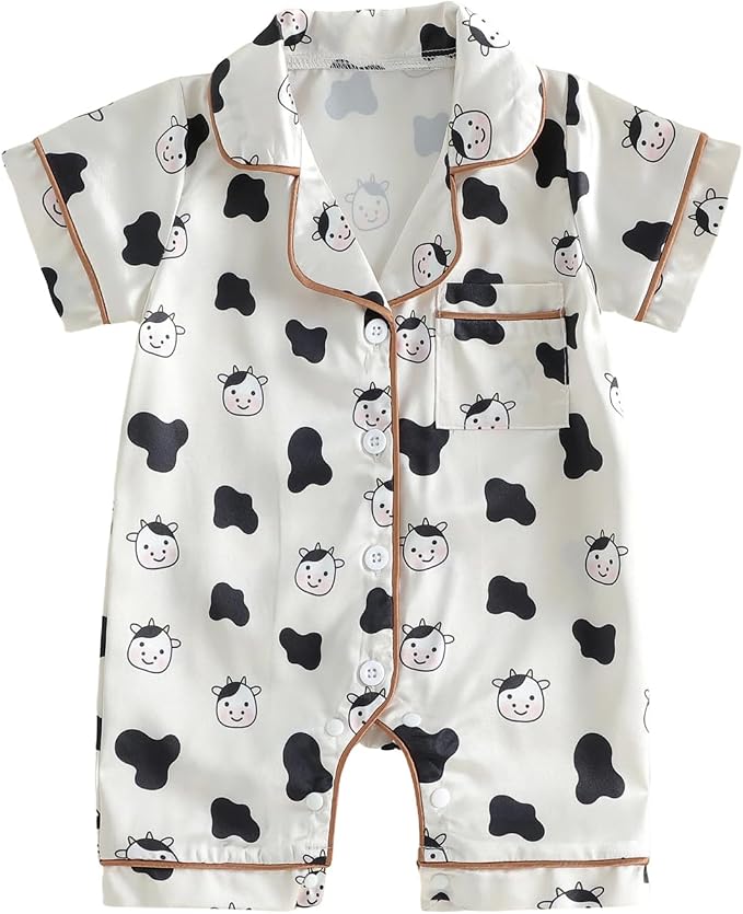 Kuriozud Baby Girl Boy Romper Pajamas Onesie Short Sleeve Button Down Pjs by Kuriozud