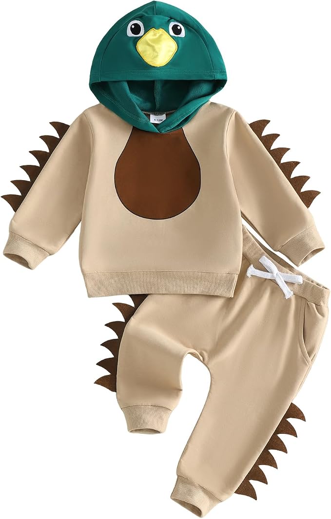 Infant Baby Boy Fall Winter Clothes Outfit Hooded Long Sweatshirt Pant Set by LIOMENGZI