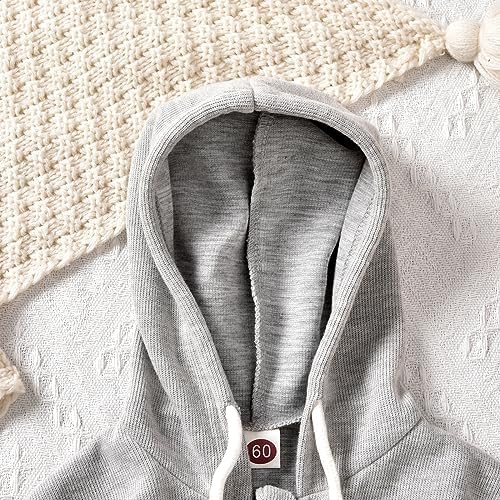 Unutiylo Unisex Baby Boys Girls Long Sleeve Infant Baby Zipper Hooded Jumpsuits - Image 5