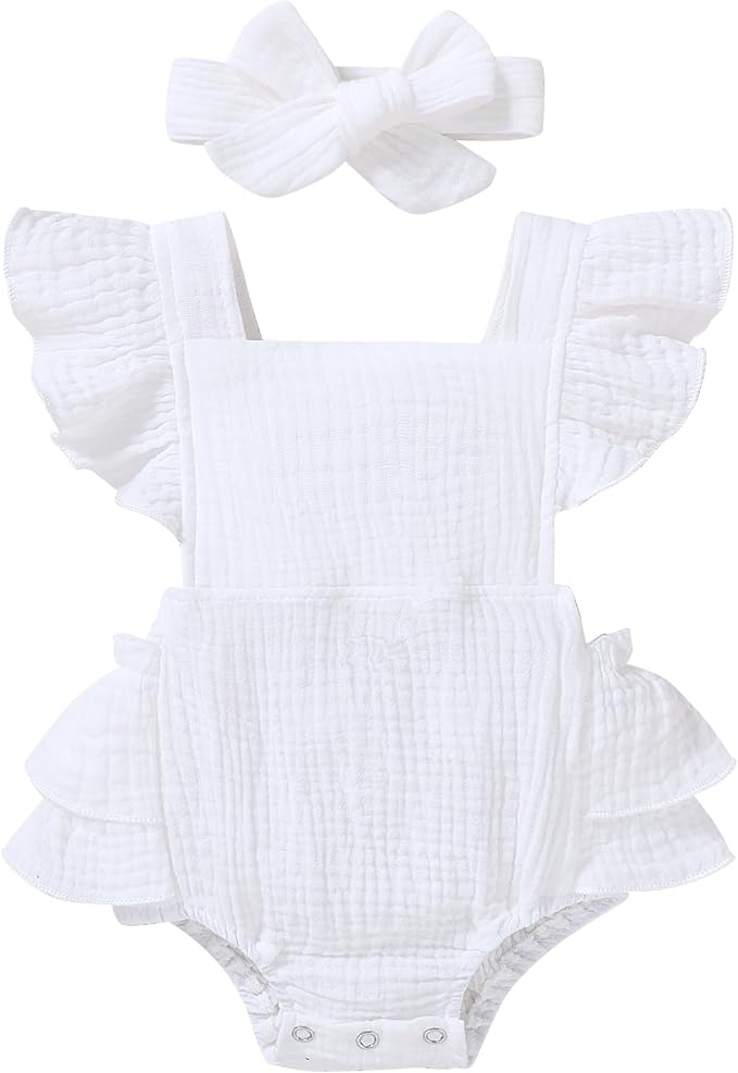 YOUNGER TREE Toddler Baby Girl Ruffled Sleeveless Romper Casual Summer Jumpsuit by YOUNGERTREE