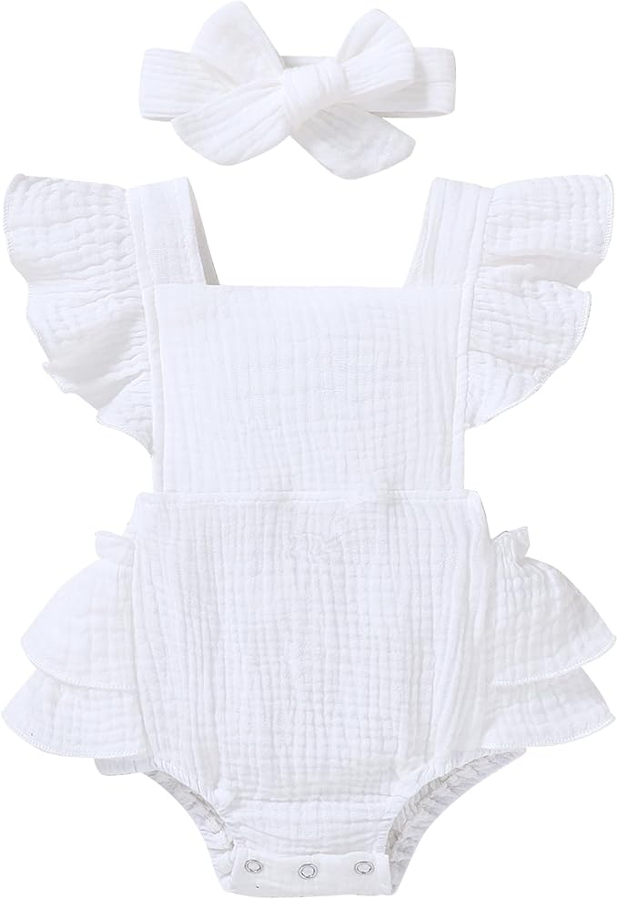 YOUNGER TREE Toddler Baby Girl Ruffled Sleeveless Romper Casual Summer Jumpsuit by YOUNGERTREE