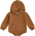 Baby Girl Boy Hooded Sweatshirt Long Sleeve Solid Color Romper Infant Baby Fall by Unknown