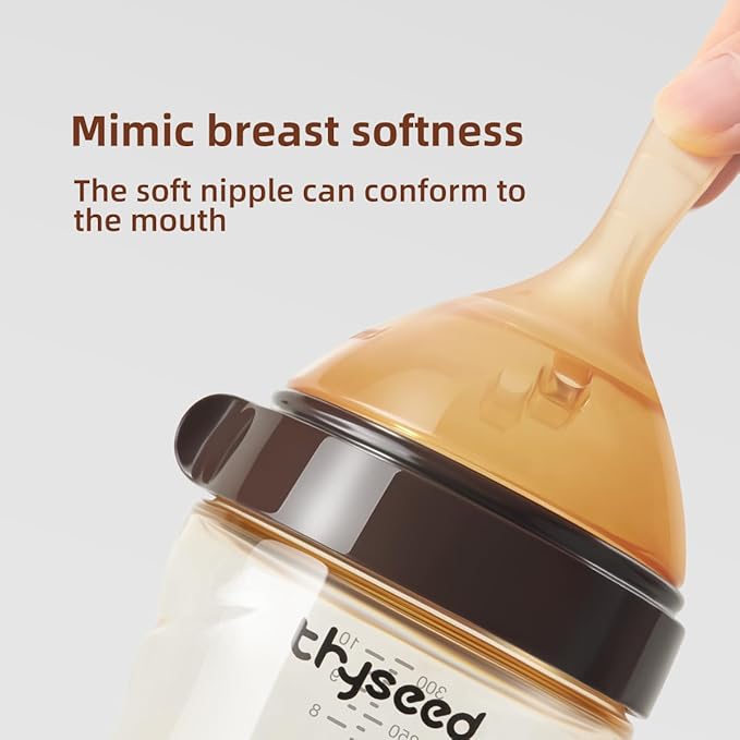 Thyseed PPSU Natural Breast-Like Bottle with Nipple(10 Months+),10oz，2pack