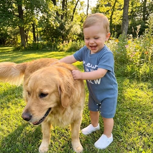 allshope Newborn Baby Boy Summer Outfit Romper Letter Embroidery Short Sleeve - Image 6