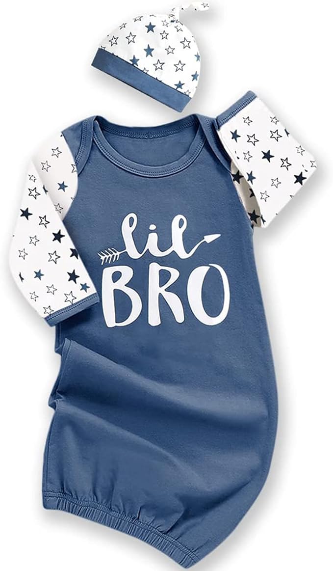 AMAWMW Newborn Baby Girl Little Sister Sleeper Gown Stripe Long Sleeve by AMAWMW