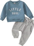 Toddler Baby Boy Clothes Solid Color Long Sleeve Crewneck Sweatshirt Top Casual Pants Set 2Pcs Fall Winter Outfits