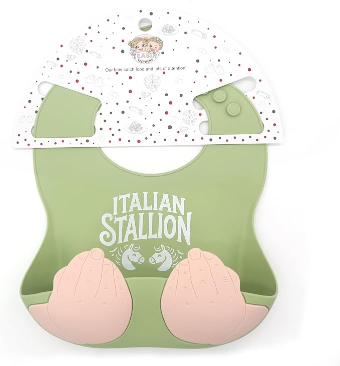 Teasin' Teethers Funny Italian Silicone Baby Bib - Image 2