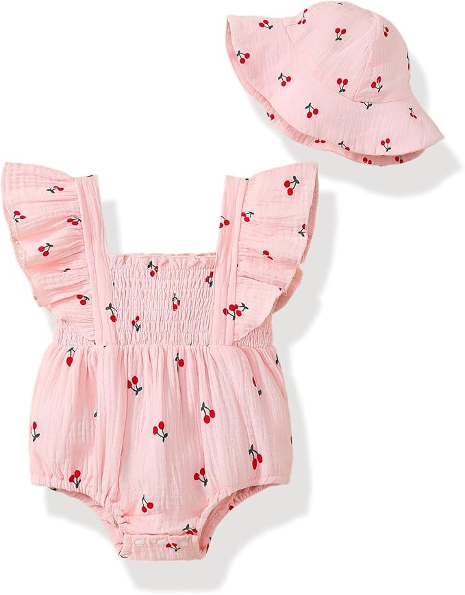 Baby Girl Floral Smocked Romper Outfit by Megeoly