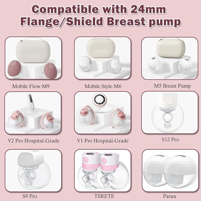 Flange Insert 15mm 6pcs Compatible with Momcozy M5/M9/M6/S12 Pro/V1 Pro/V2 Pro,for Spectra/Medela/MomMed/eufy/Lansinoh/Elvie Breast Pump, Fit for 24mm Flange/Shield of Most Pumps, Breastfeeding Parts