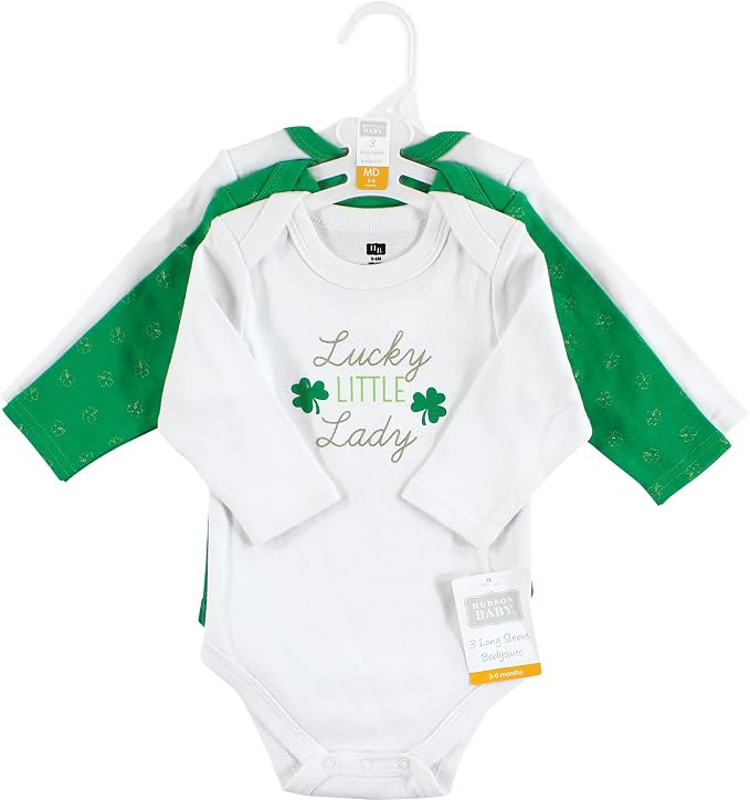 Hudson Baby Baby Girls' Cotton Long-sleeve Bodysuits 3-pack - Image 2