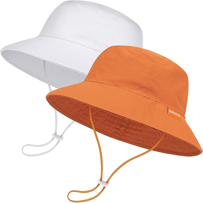 Baby Sun Hat Kids Summer Sun Protection Toddler Bucket Hat Wide Brim Adjustable by HONGTEYA