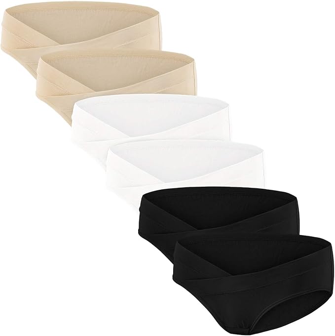 Angelhood 6 Pack Womens Cotton Maternity Underwear,Healthy Maternity Pregnancy Panties Postpartum Mother Under Bump Underwear
